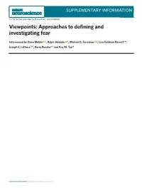 Viewpoints: Approaches to Defining and Investigating Fear