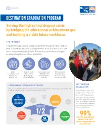 DESTINATION GRADUATION PROGRAM Solving the High School Dropout Crisis by Bridging the Educational Achievement Gap and Building a Viable Future Workforce