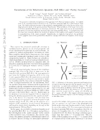 Formulation of the Relativistic Quantum Hall Effect And" Parity