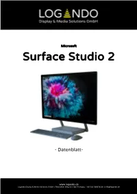 Microsoft Surface Studio 2 Datenblatt