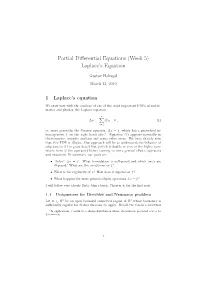 Partial Differential Equations (Week 5) Laplace's Equation