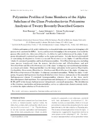 Polyamine Profiles of Some Members of the Alpha Subclass of the Class Proteobacteria: Polyamine Analysis of Twenty Recently Described Genera