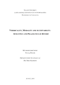Semantics and Pragmatics of Before