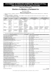 Statement of Persons Nominated, Notice of Poll and Situation of Polling Stations