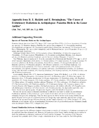 Appendix from R. E. Ricklefs and E. Bermingham, “The Causes of Evolutionary Radiations in Archipelagoes: Passerine Birds in the Lesser Antilles” (Am