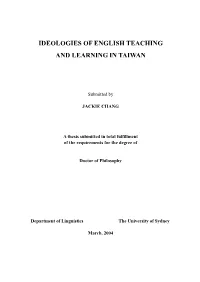 Ideologies of English Teaching and Learning in Taiwan