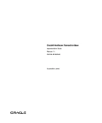 Oracle® Healthcare Transaction Base Implementation Guide Release 11I Part No