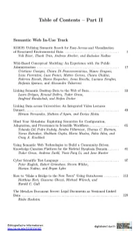 Table of Contents - Part II