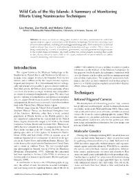 Wild Cats of the Sky Islands: a Summary of Monitoring Efforts Using Noninvasive Techniques