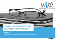WIRO Performance Report Jul 2016