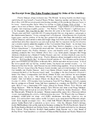 An Excerpt from the False Prophet Azazel by John of the Gentiles