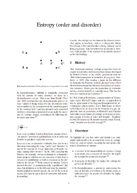 Entropy (Order and Disorder)
