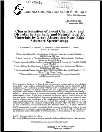 Characterization of Local Chemistry and Disorder in Synthetic and Natural A-AL03 Materials by X-Ray Absorption Near Edge Structure Spectroscopy
