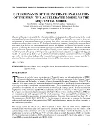 Determinants of the Internationalization of The
