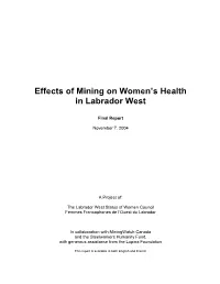 Effects of Mining on Women's Health in Labrador West