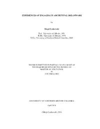 EXPERIENCES of ENGAGING in ARCHETYPAL DREAMWORK by Birgit Laskowski B.A., University of Alberta, 1991 R.Dh., University of Alber