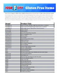 Gluten Free Items