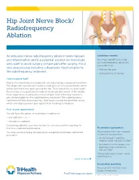 Hip Joint Nerve Block/ Radiofrequency Ablation