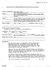 NAME of COLLECTION: DUER Family Papers DATES COVERED