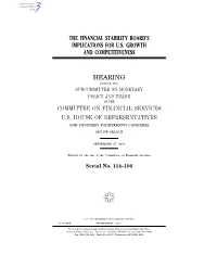 The Financial Stability Board's Implications for U.S. Growth And