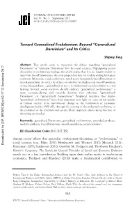 Toward Generalized Evolutionism: Beyond “Generalized Darwinism” and Its Critics