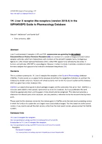 1H. Liver X Receptor-Like Receptors (Version 2019.4) in the IUPHAR/BPS Guide to Pharmacology Database