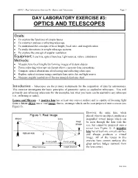 Day Laboratory Exercise #3: Optics and Telescopes Page 1