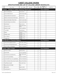 Detail of Required Books for Library