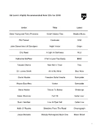 Highly Recommended New Cds for 2018