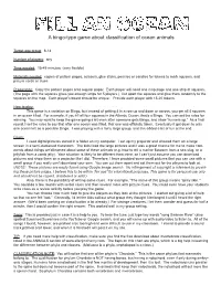 A Bingo-Type Game About Classification of Ocean Animals