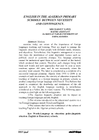 English in the Algerian Primary Schools Between Necessity and Contingency