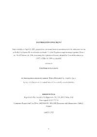 INFORMATION DOCUMENT Made Available On