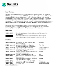 Paul Wouters Security Specialist with a Focus on DNS, DNSSEC and Ipsec