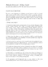Philatelic Research - a Basic Guide [An Article First Published in 2008