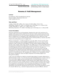 Revenue & Yield Management (University of Mannheim)