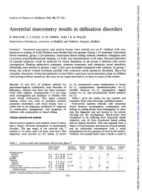 Anorectal Manometry Results in Defecation Disorders