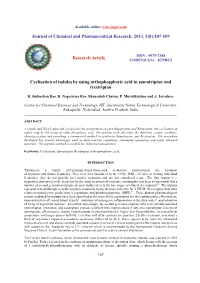 Cyclisation of Indoles by Using Orthophosphoric Acid in Sumatriptan and Rizatriptan