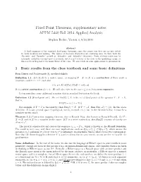 Fixed Point Theorems, Supplementary Notes APPM 5440 Fall 2014 Applied Analysis