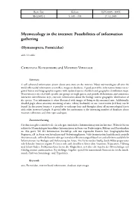 Myrmecology in the Internet: Possibilities of Information Gathering