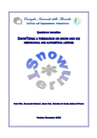 Snowterm: a Thesaurus on Snow and Ice Hierarchical and Alphabetical Listings