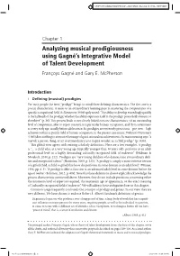 Analyzing Musical Prodigiousness Using Gagné's Integrative Model of Talent Development