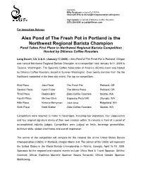 Alex Pond of the Fresh Pot in Portland Is the Northwest Regional