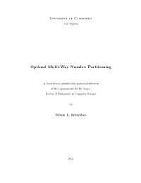 Optimal Multi-Way Number Partitioning