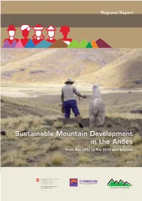 Sustainable Mountain Development in the Andes from Rio 1992 to Rio 2012 and Beyond