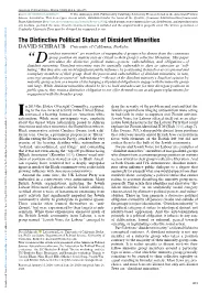 The Distinctive Political Status of Dissident Minorities