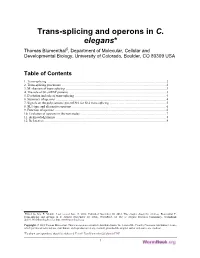 Trans-Splicing and Operons in C. Elegans*