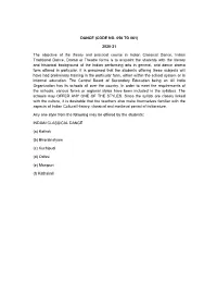 DANCE (CODE NO. 056 to 061) 2020-21 the Objective of the Theory