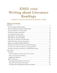 ENGL 1102 Writing About Literature Readings Compiled, Annotated, and Edited by Rhonda L