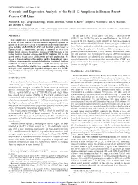 Genomic and Expression Analysis of the 8P11–12 Amplicon in Human Breast Cancer Cell Lines