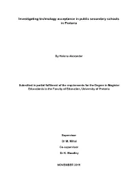 Investigating Technology Acceptance in Public Secondary Schools in Pretoria